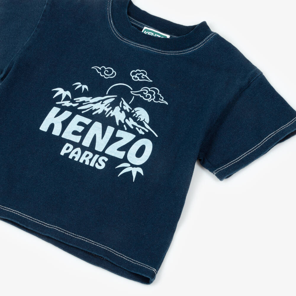 KENZO KIDS-Boys Blue Cotton Garden Tee | Childrensalon Outlet