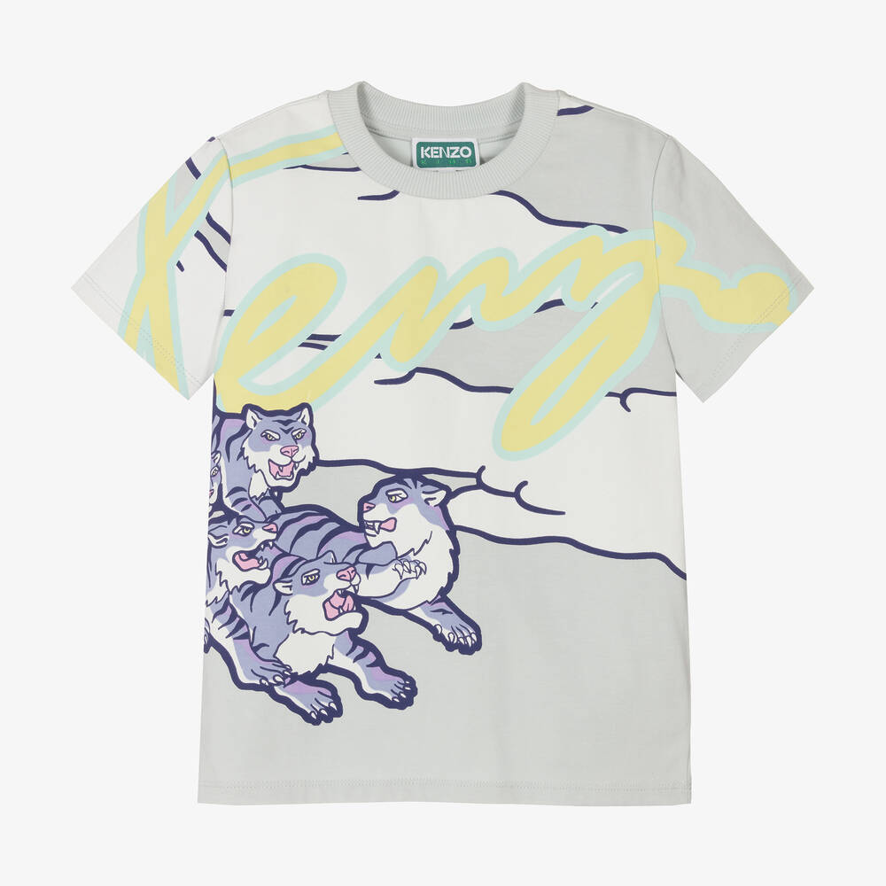 KENZO KIDS - T-shirt bleu en jersey de coton | Childrensalon