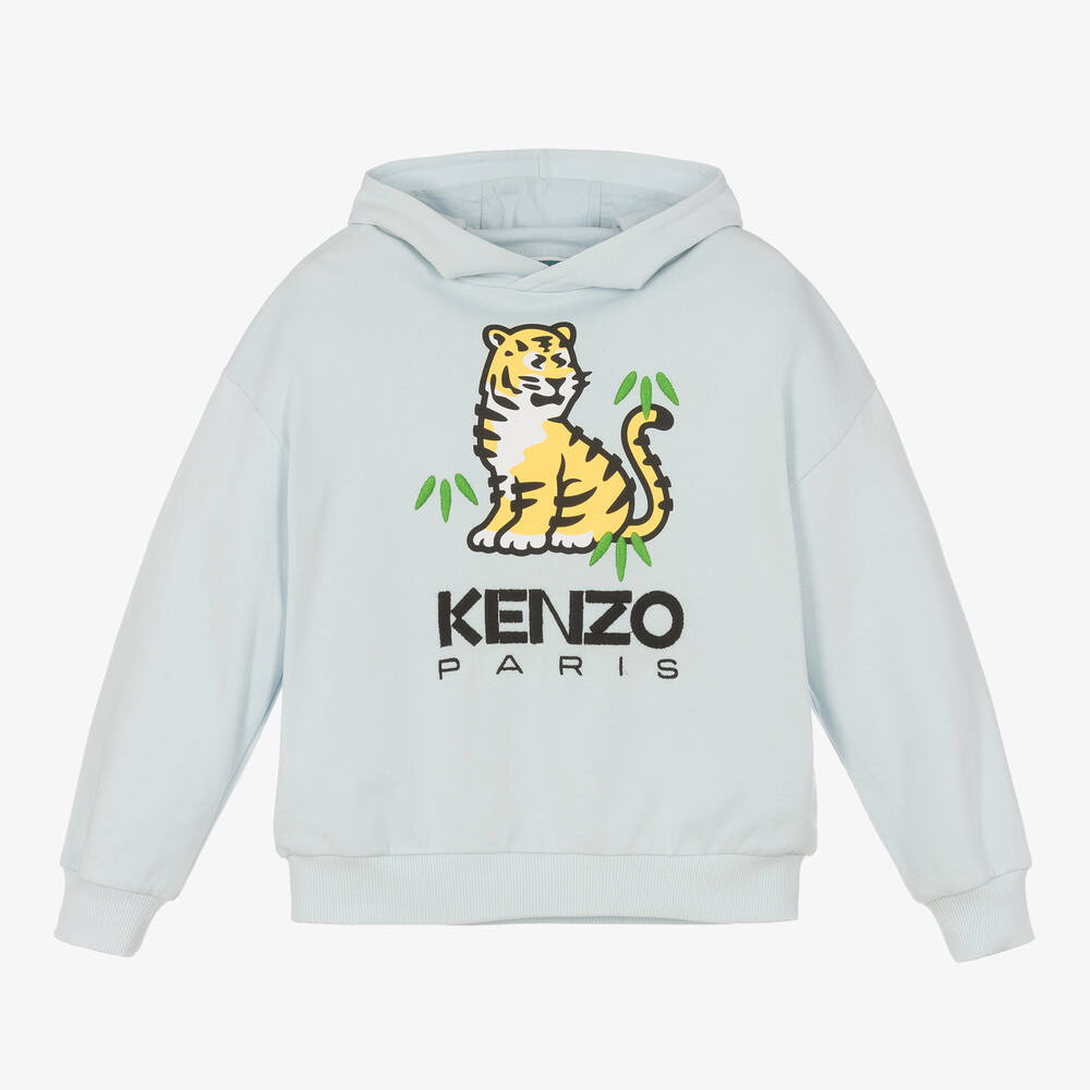 KENZO KIDS - Boys Blue Cotton KOTORA Print Hoodie | Childrensalon