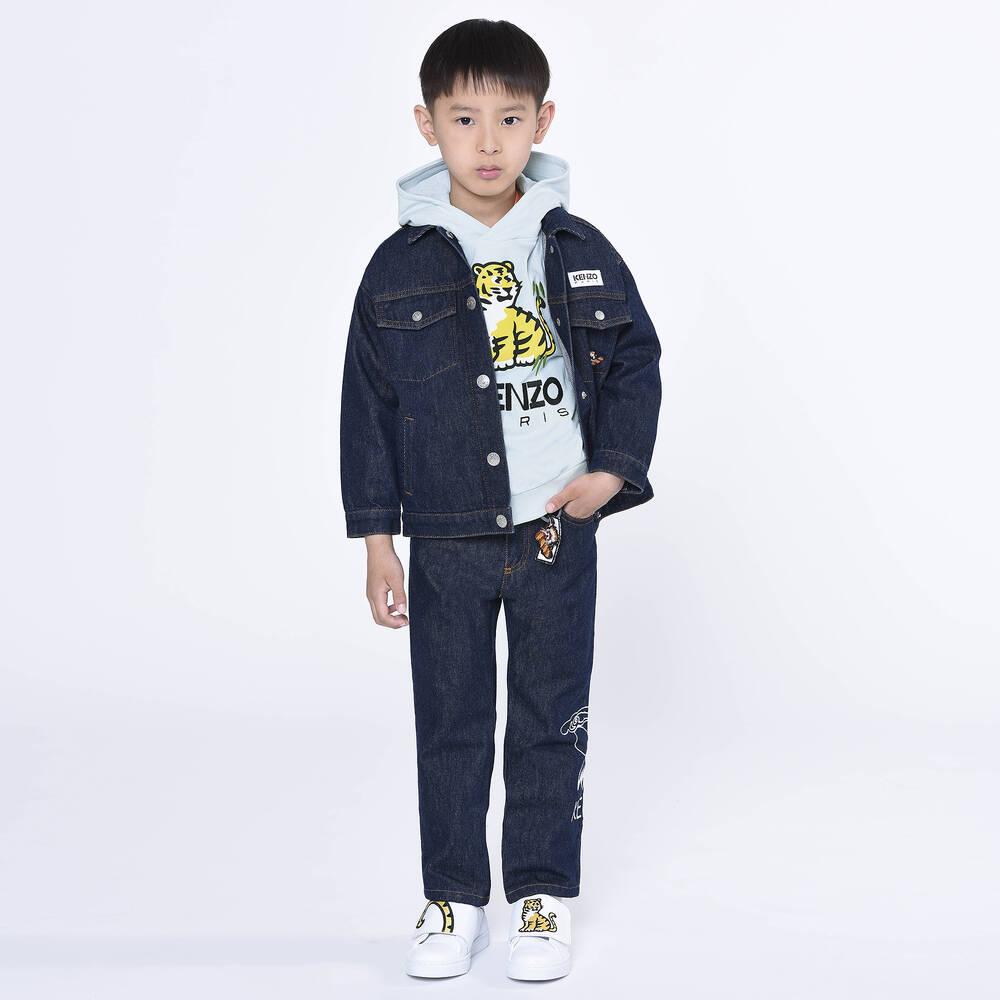 KENZO KIDS-Boys Blue Cotton KOTORA Print Hoodie | Childrensalon Outlet