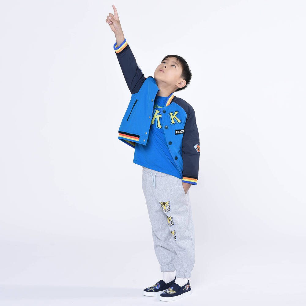 KENZO KIDS-تيشيرت قطن جيرسي لون أزرق داكن للأولاد | Childrensalon Outlet