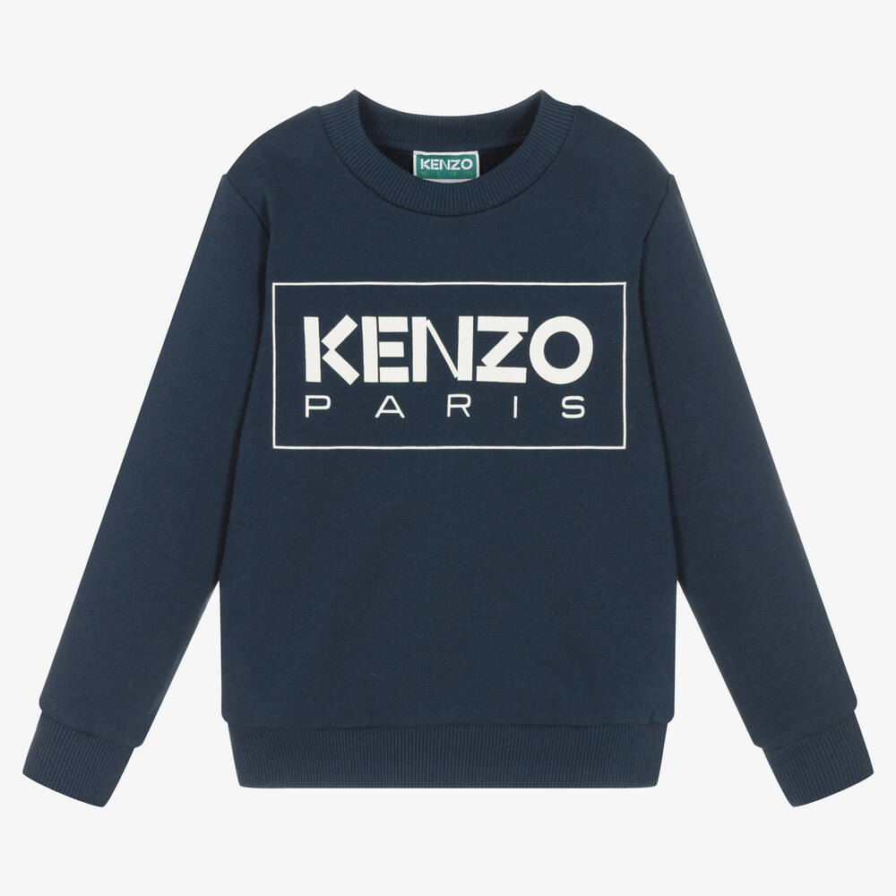 KENZO KIDS - سويتشيرت قطن لون كحلي للأولاد | Childrensalon