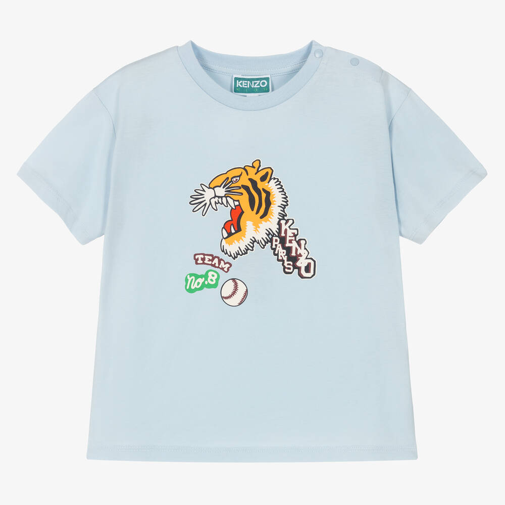 KENZO KIDS - تيشيرت أطفال ولادي قطن لون أزرق | Childrensalon