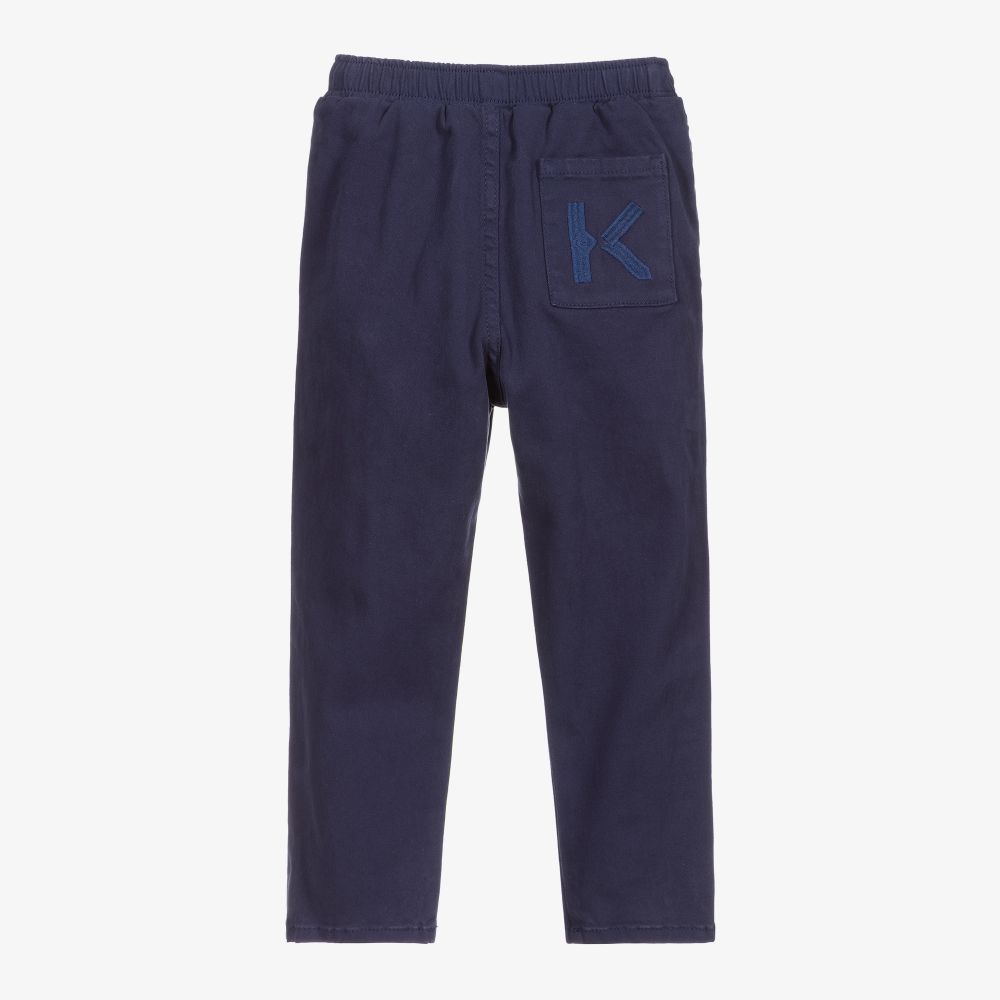 KENZO KIDS-Синие хлопковые брюки для мальчиков | Childrensalon Outlet