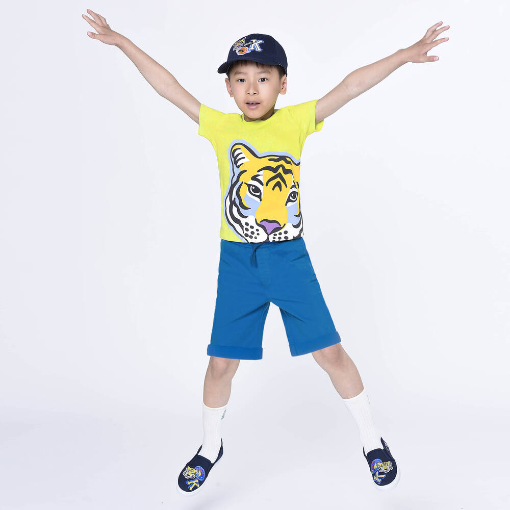 KENZO KIDS-Boys Blue Cotton Twill Bermuda Shorts | Childrensalon Outlet