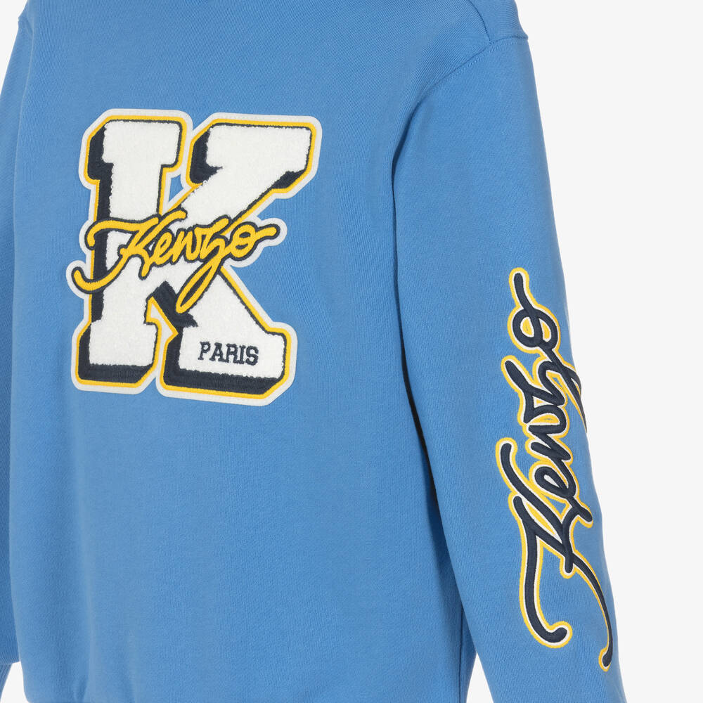 KENZO KIDS - Boys Blue Cotton Zip-Up Hoodie | Childrensalon KENZO KIDS - Boys Blue Cotton Zip-Up Hoodie | Childrensalon