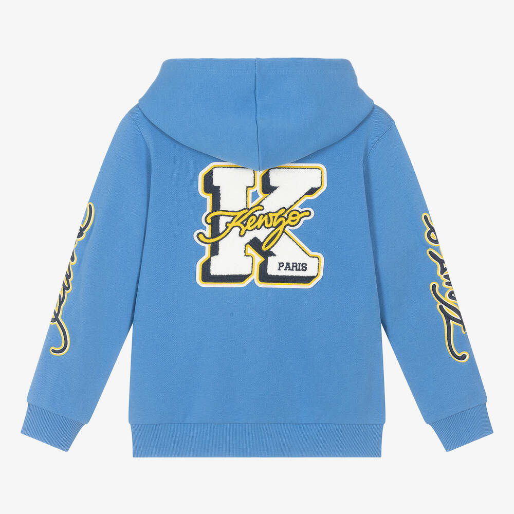 KENZO KIDS-Boys Blue Cotton Zip-Up Hoodie | Childrensalon Outlet