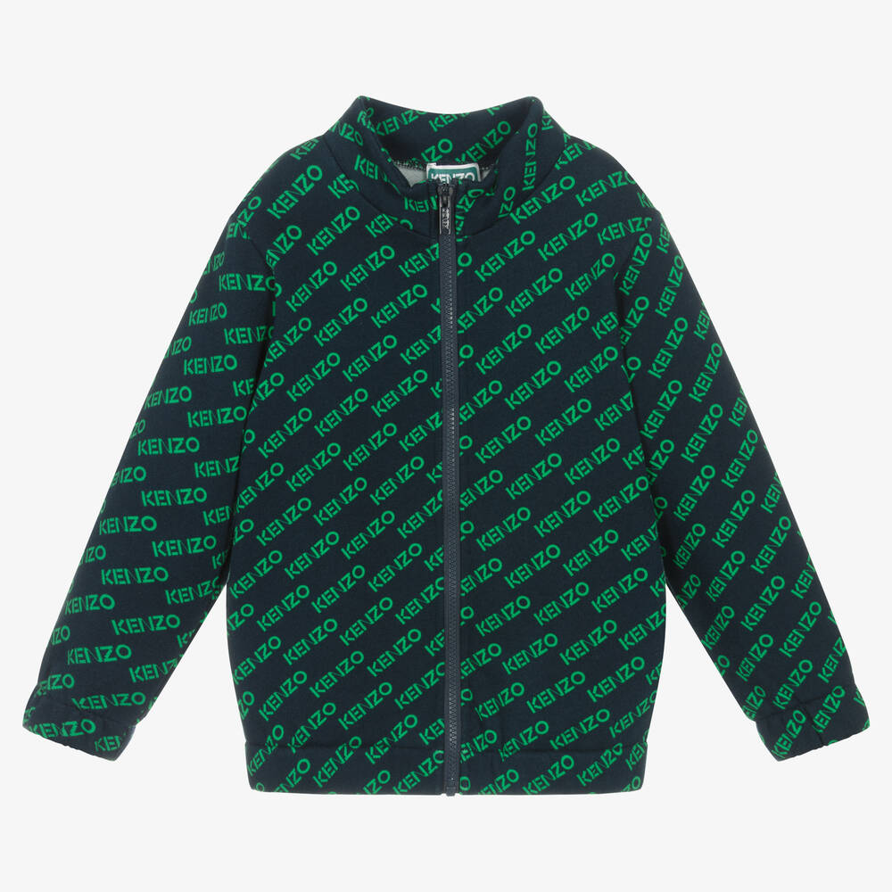 KENZO KIDS-Синий хлопковый топ на молнии для мальчиков | Childrensalon Outlet