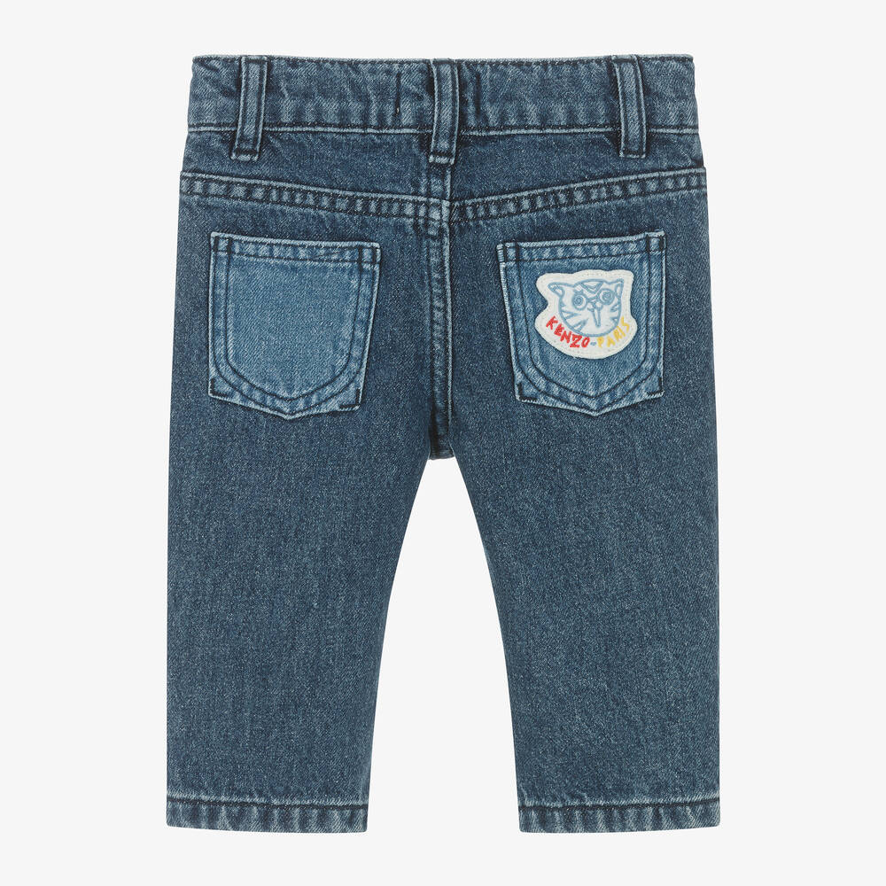 KENZO KIDS Boys Blue Denim Tiger Jeans