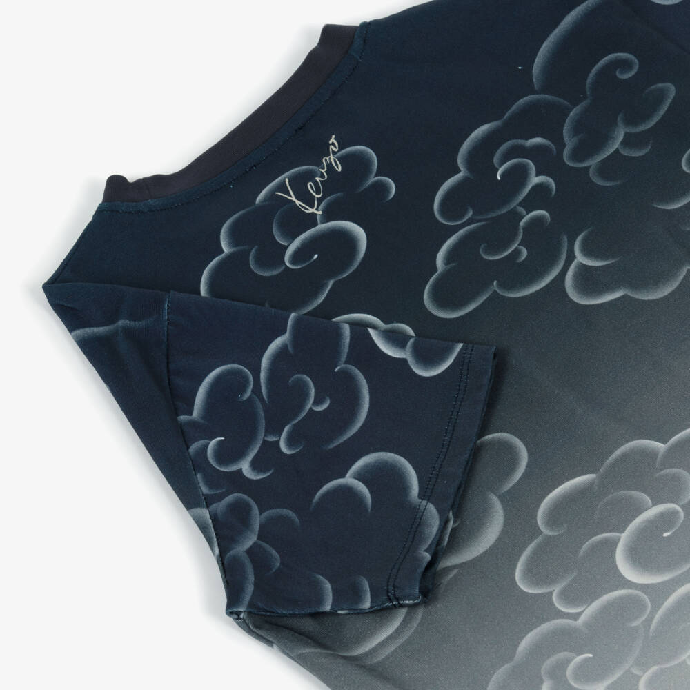 KENZO KIDS-تيشيرت أزرق متدرج بنقشة النمر للأولاد | Childrensalon Outlet