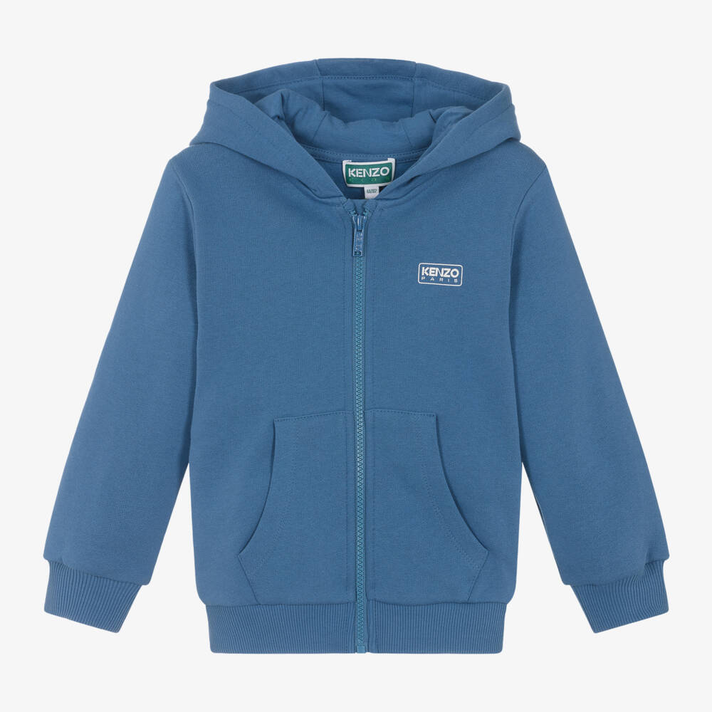 KENZO KIDS-Boys Blue Hooded Zip Jacket | Childrensalon Outlet