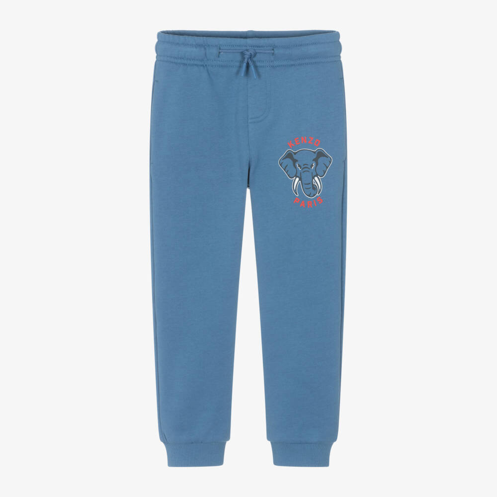 KENZO KIDS-Boys Blue Jersey Elephant Trousers | Childrensalon Outlet