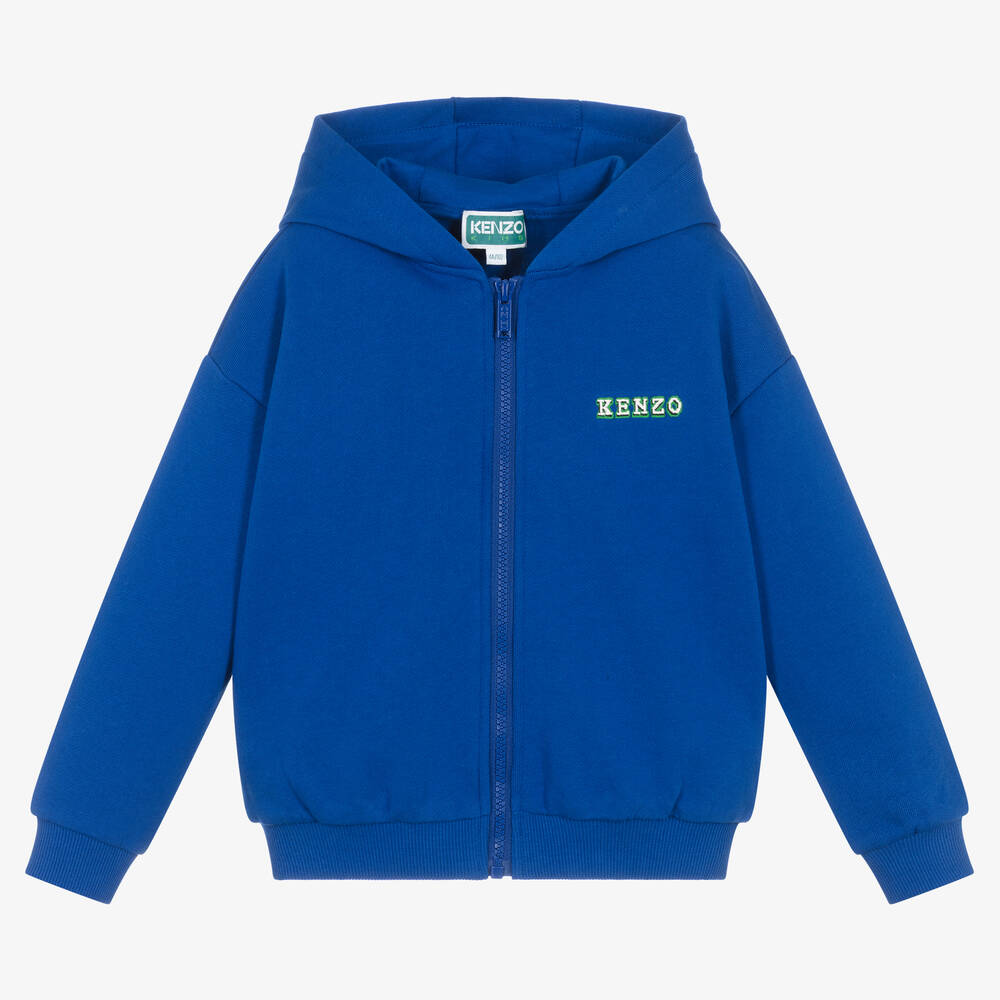 KENZO KIDS - Boys Blue Jungle Animals Zip-Up Top | Childrensalon