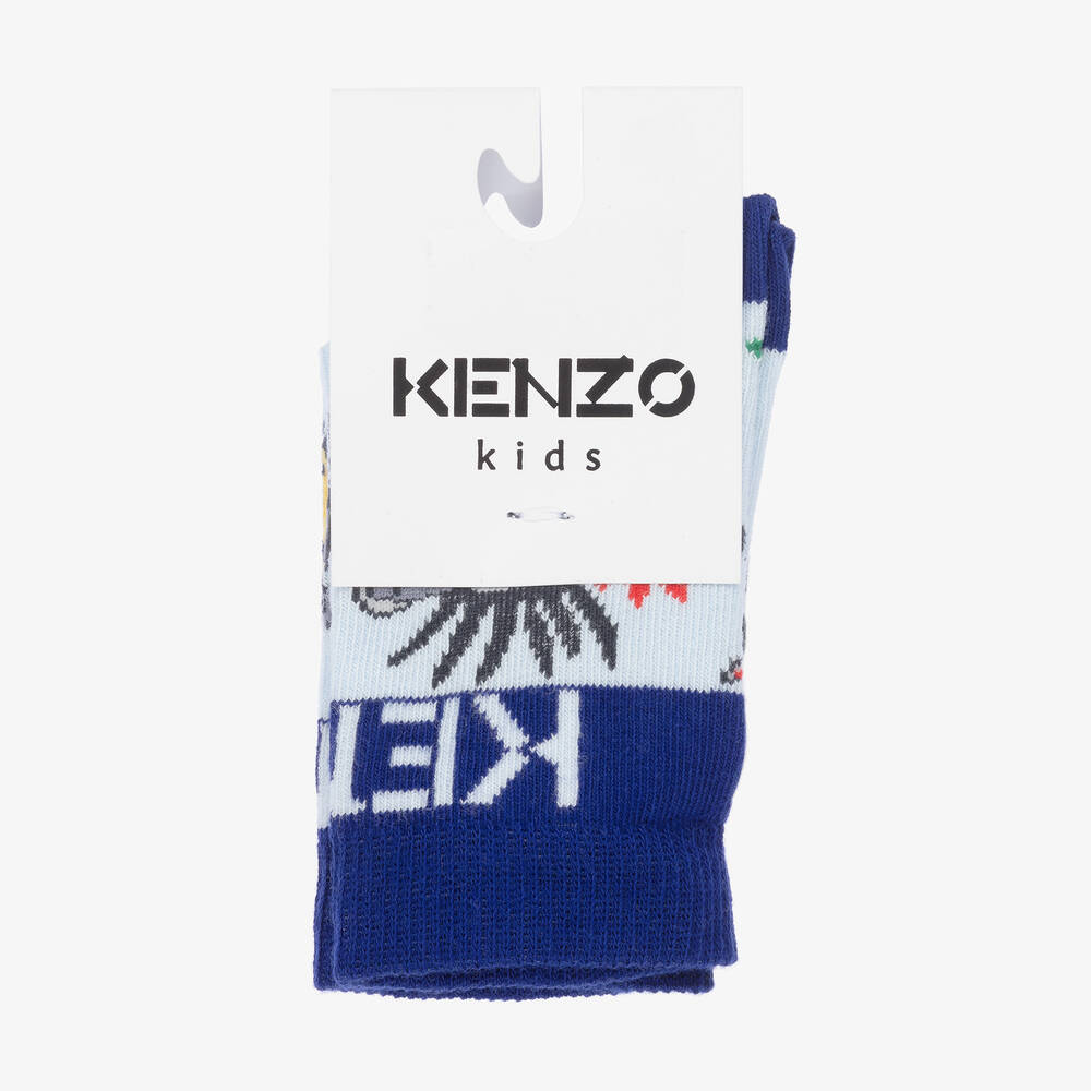 KENZO KIDS-Сине-голубые носки с принтом Jungle для мальчиков | Childrensalon Outlet