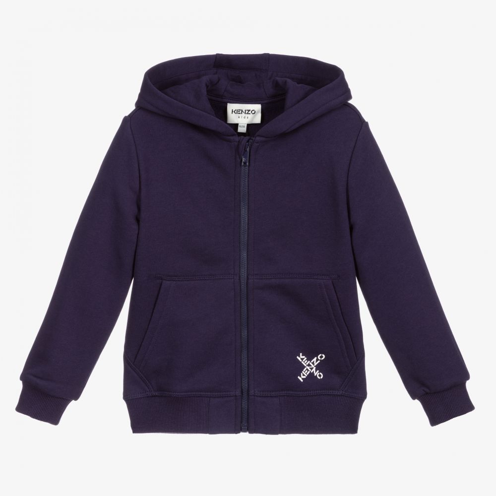 KENZO KIDS-Boys Blue Logo Hoodie | Childrensalon Outlet