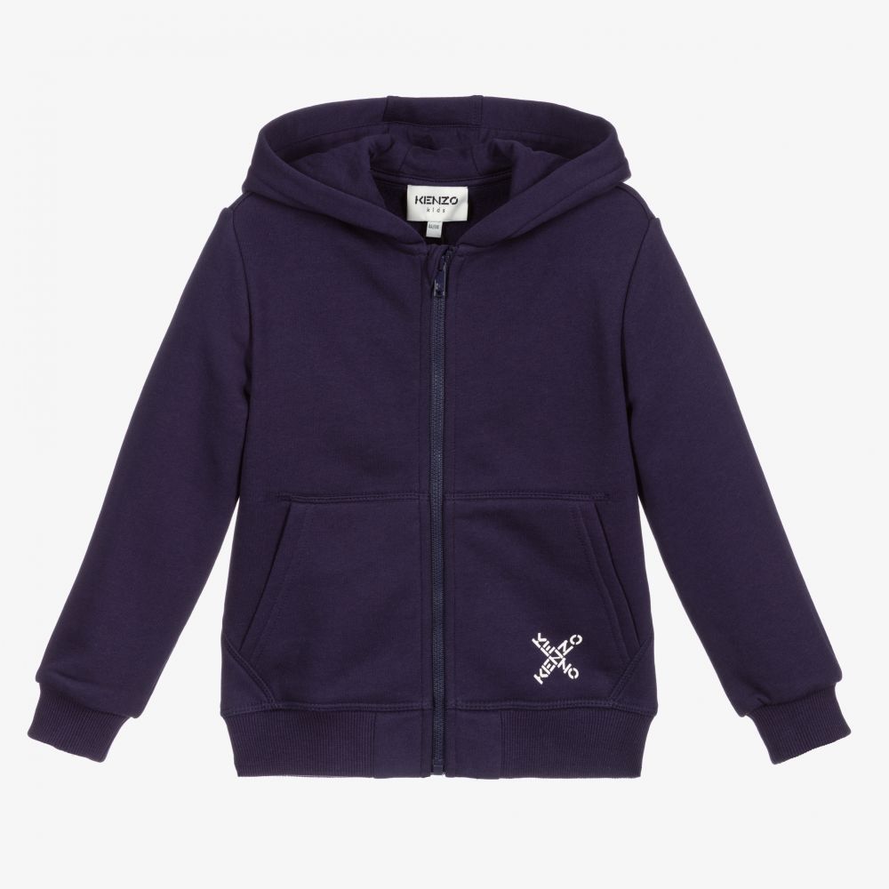 KENZO KIDS - Boys Blue Logo Hoodie | Childrensalon