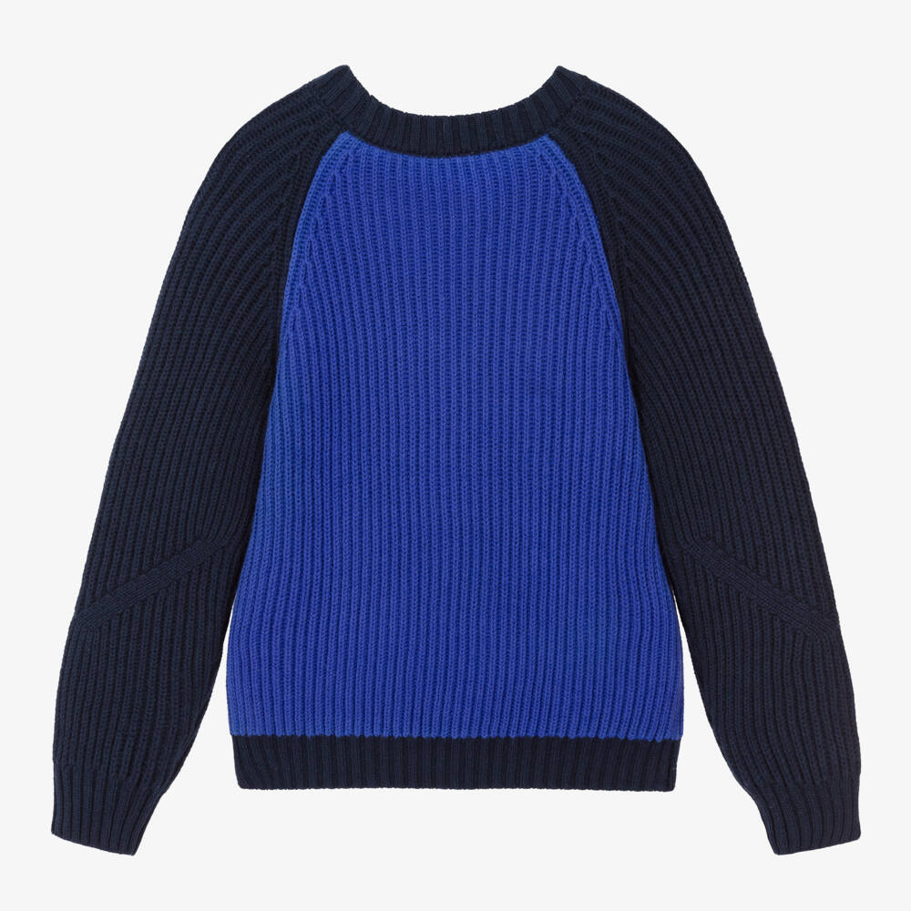 KENZO KIDS-Boys Blue Logo Knit Jumper | Childrensalon Outlet