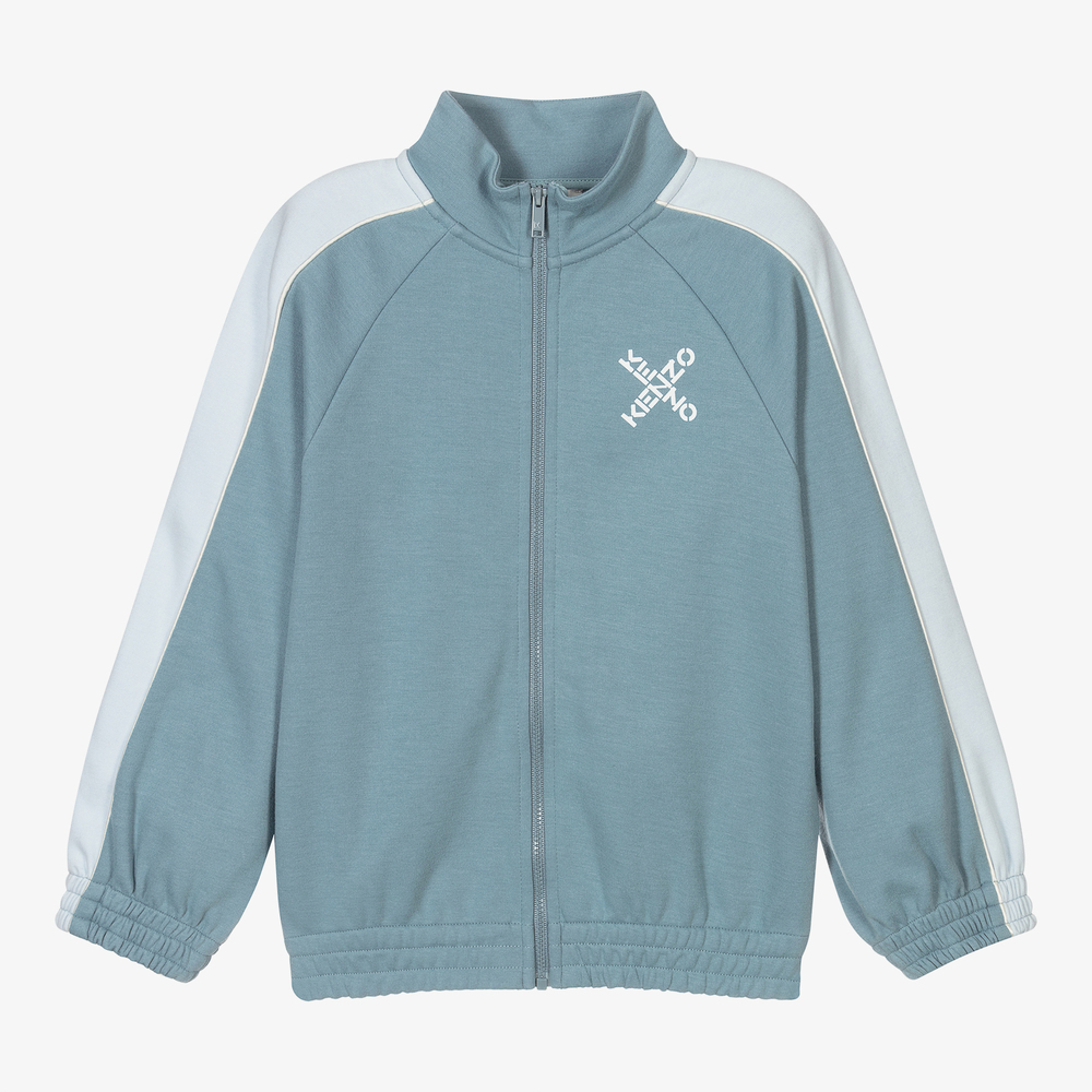 KENZO KIDS-Boys Blue Logo Zip-Up Top | Childrensalon Outlet