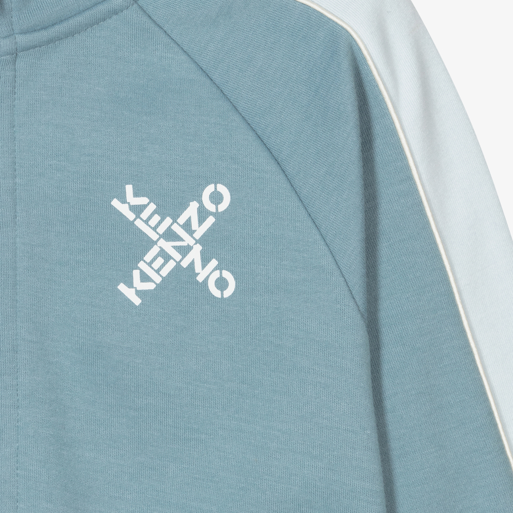 KENZO KIDS-توب بسحّاب قطن جيرسي لون أزرق للأولاد | Childrensalon Outlet