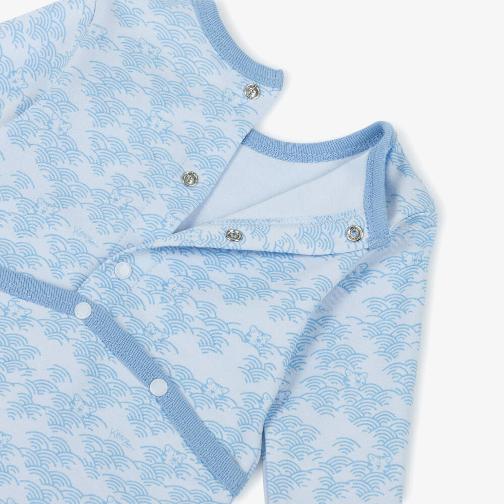 KENZO KIDS-Boys Blue Organic Cotton Sleepsuit | Childrensalon Outlet
