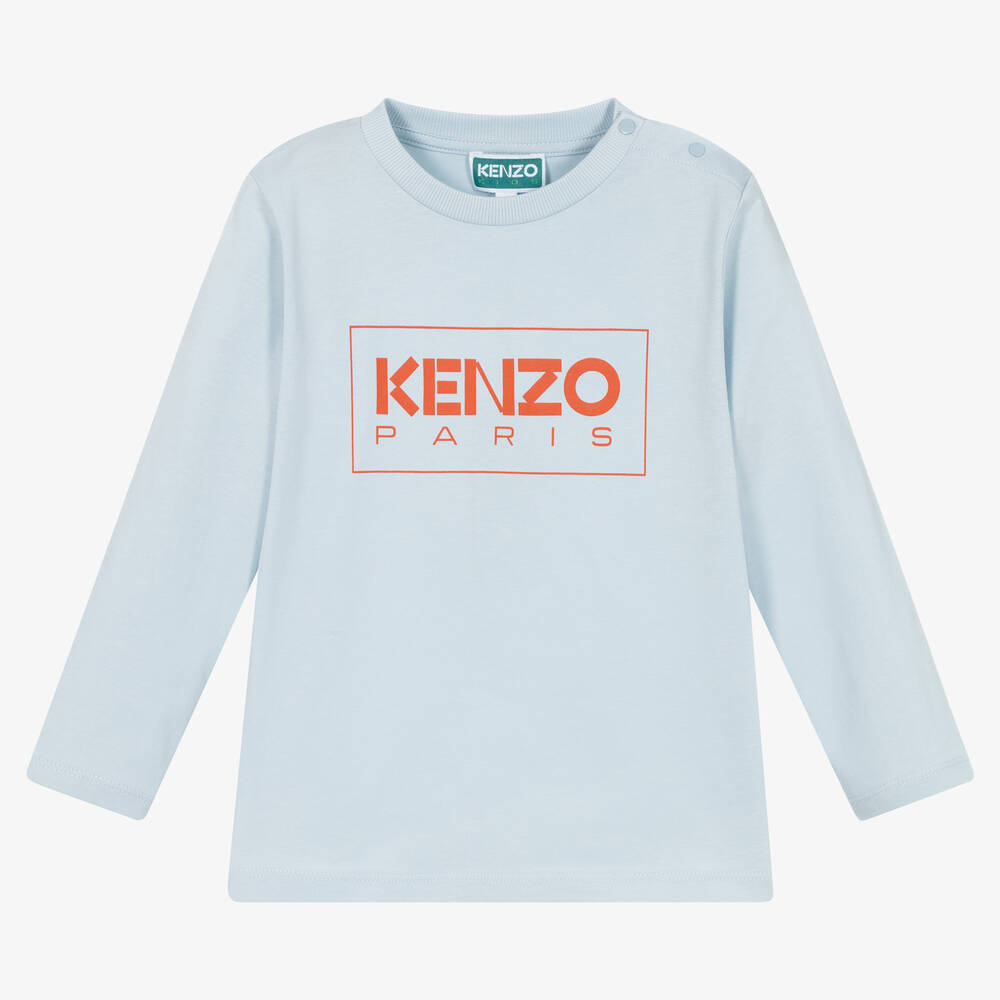 KENZO KIDS - توب قطن عضوي لون أزرق للأولاد | Childrensalon