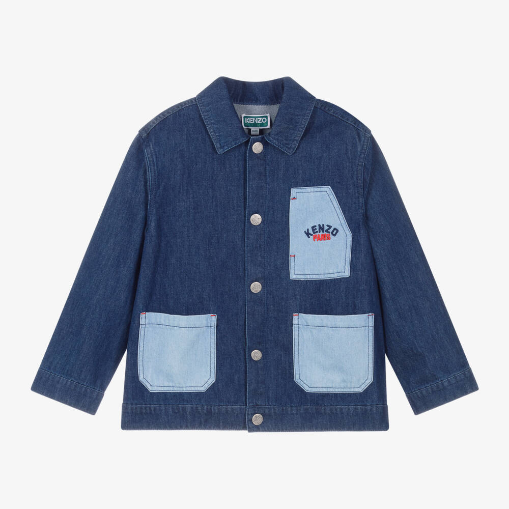 KENZO KIDS-Boys Blue Origami Motif Denim Jacket | Childrensalon Outlet