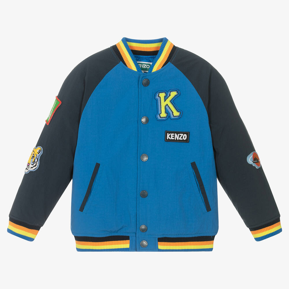 KENZO KIDS - Boys Blue Padded Varsity Jacket | Childrensalon