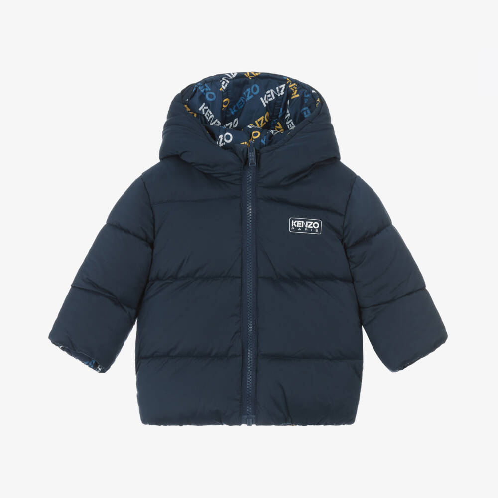 KENZO KIDS-Boys Blue Reversible Quilted Jacket | Childrensalon Outlet