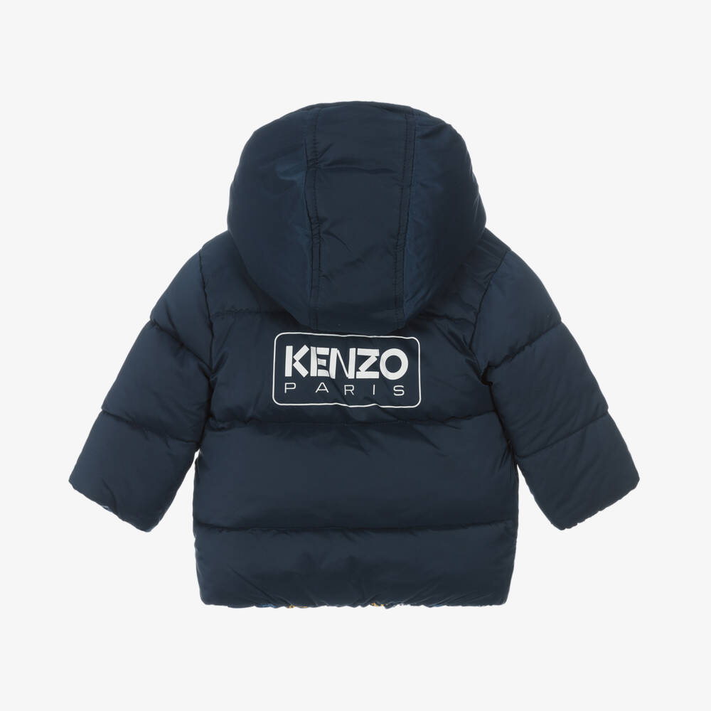 KENZO KIDS-معطف بافر أطفال ولادي بوجهين لون كحلي | Childrensalon Outlet