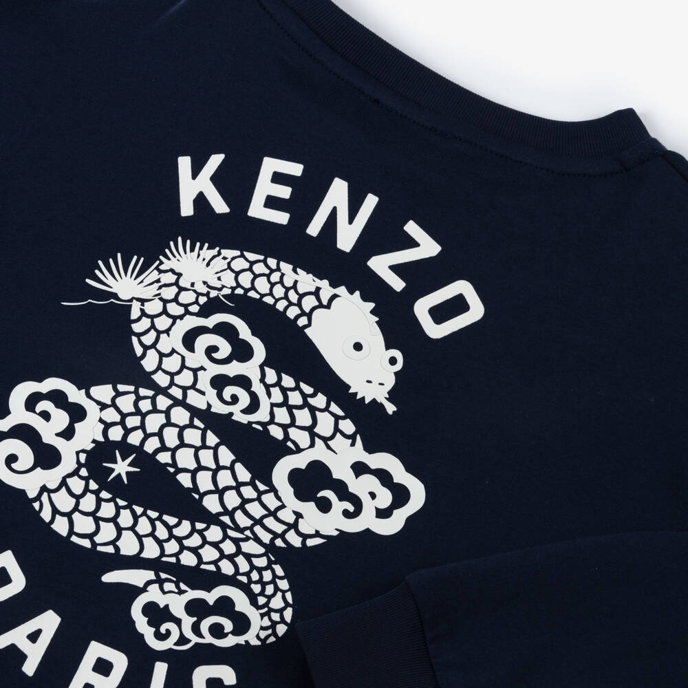 KENZO KIDS-Boys Blue Serpent Cotton Tee | Childrensalon Outlet