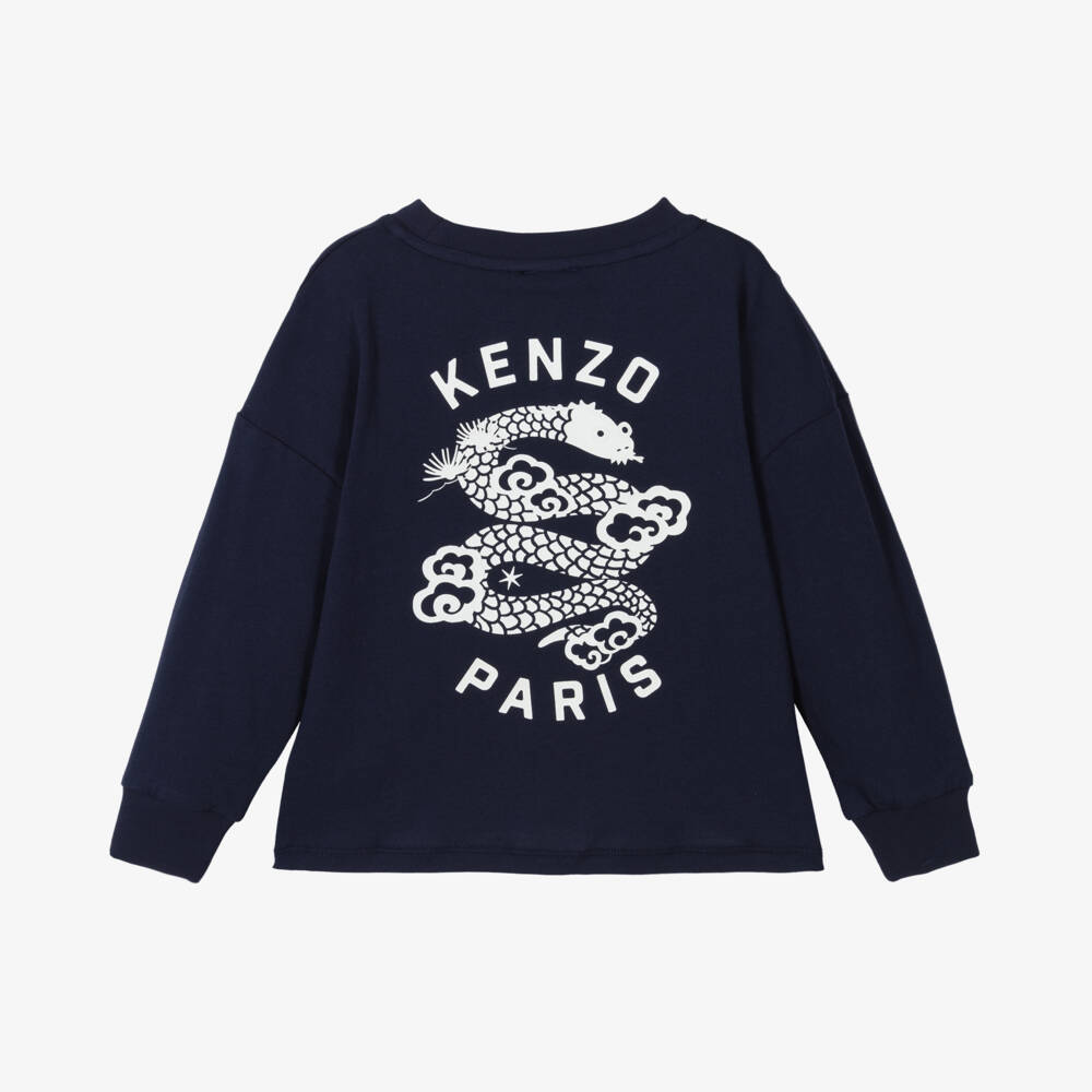 KENZO KIDS-Boys Blue Serpent Cotton Tee | Childrensalon Outlet