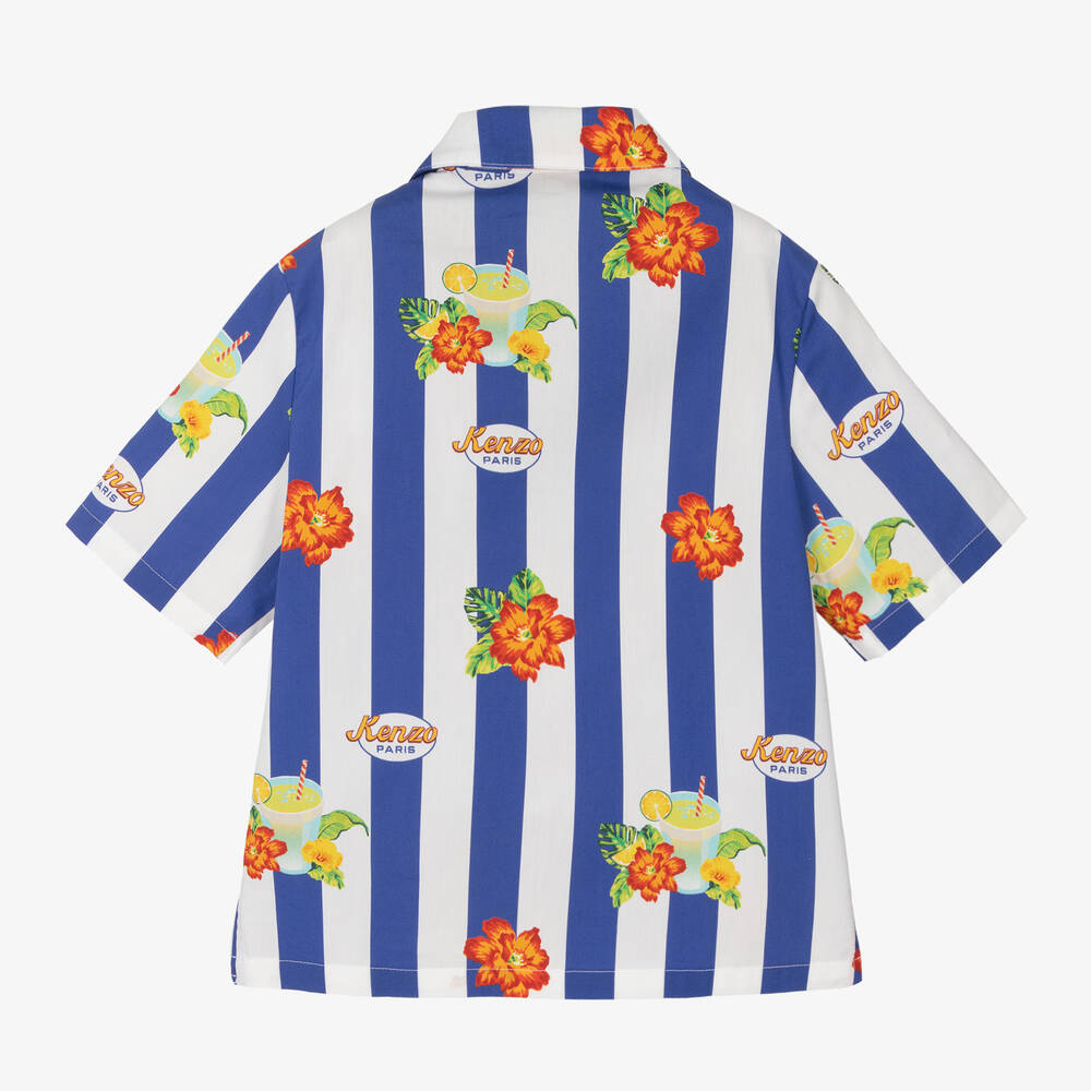 KENZO KIDS-Boys Blue Striped Cotton Shirt | Childrensalon Outlet