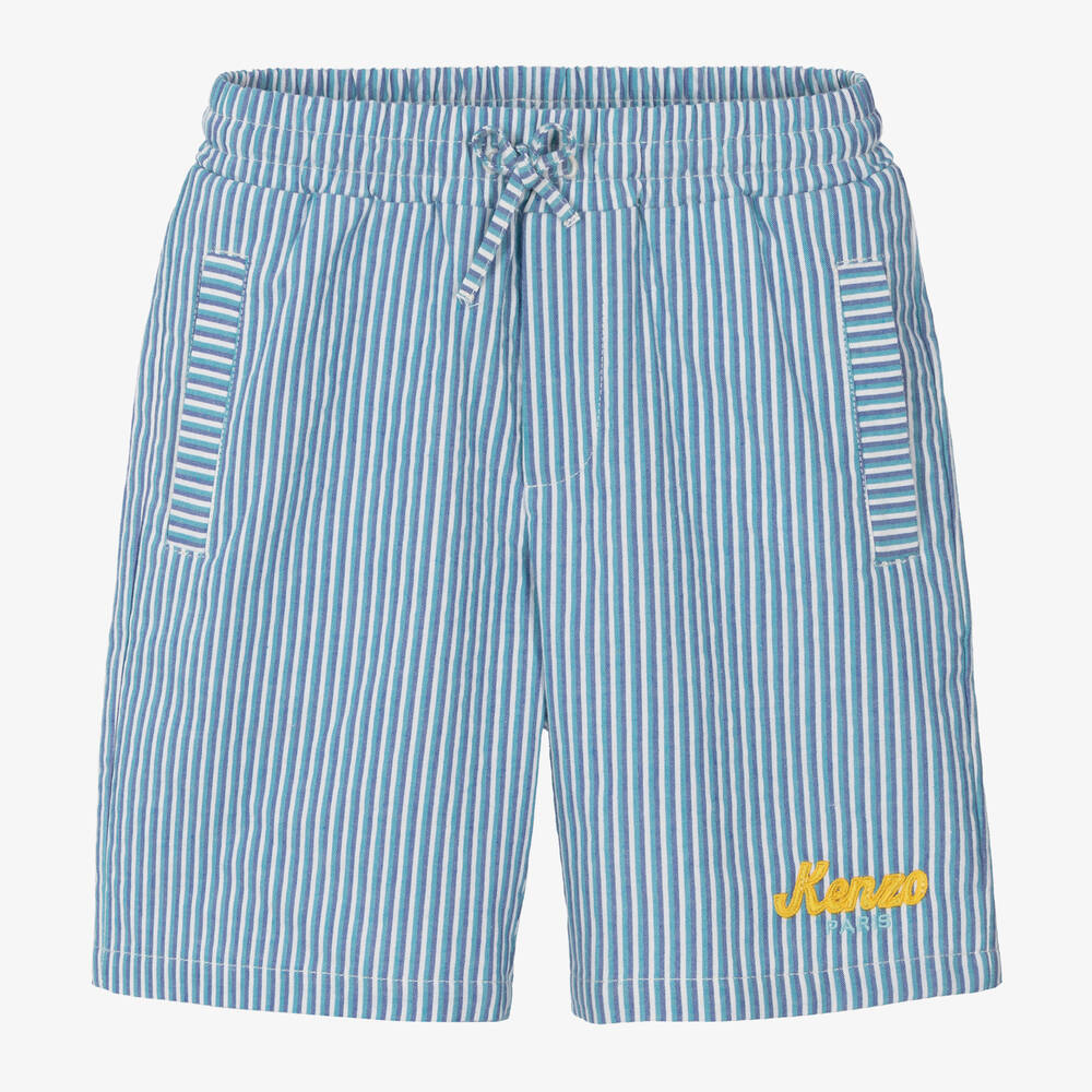 KENZO KIDS-Boys Blue Striped Cotton Shorts | Childrensalon Outlet