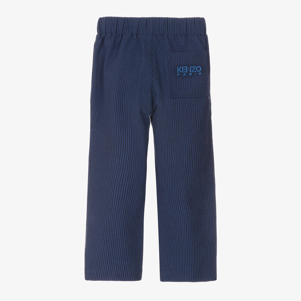 KENZO KIDS-Boys Blue Striped Seersucker Trousers | Childrensalon Outlet