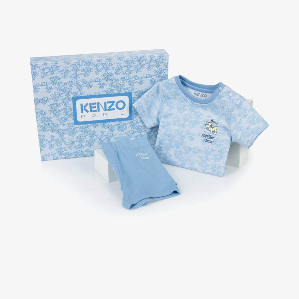 KENZO KIDS-Boys Blue Tiger Print Set | Childrensalon Outlet