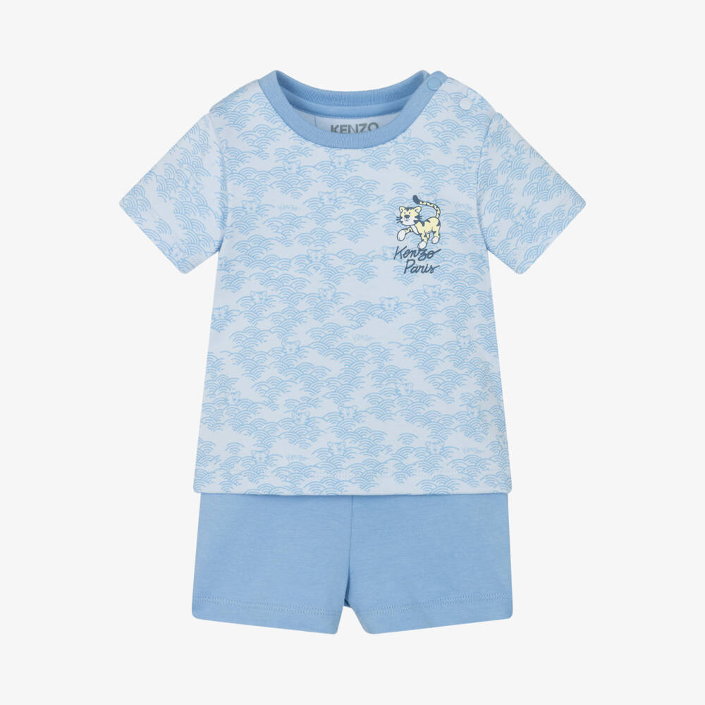 KENZO KIDS-Boys Blue Tiger Print Set | Childrensalon Outlet