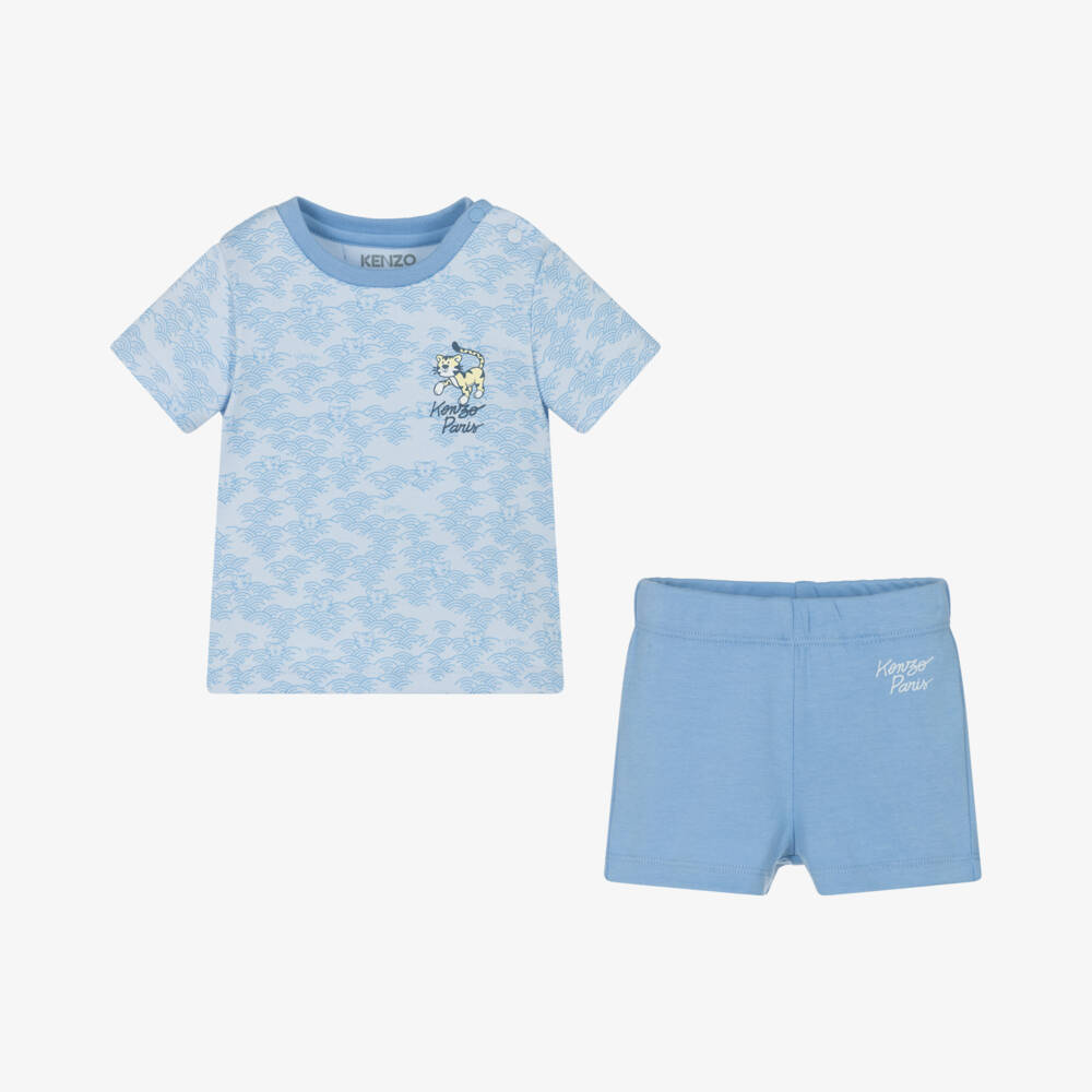 KENZO KIDS-Boys Blue Tiger Print Set | Childrensalon Outlet