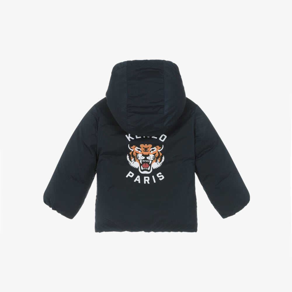 KENZO KIDS-Boys Blue Tiger Quilted Jacket | Childrensalon Outlet