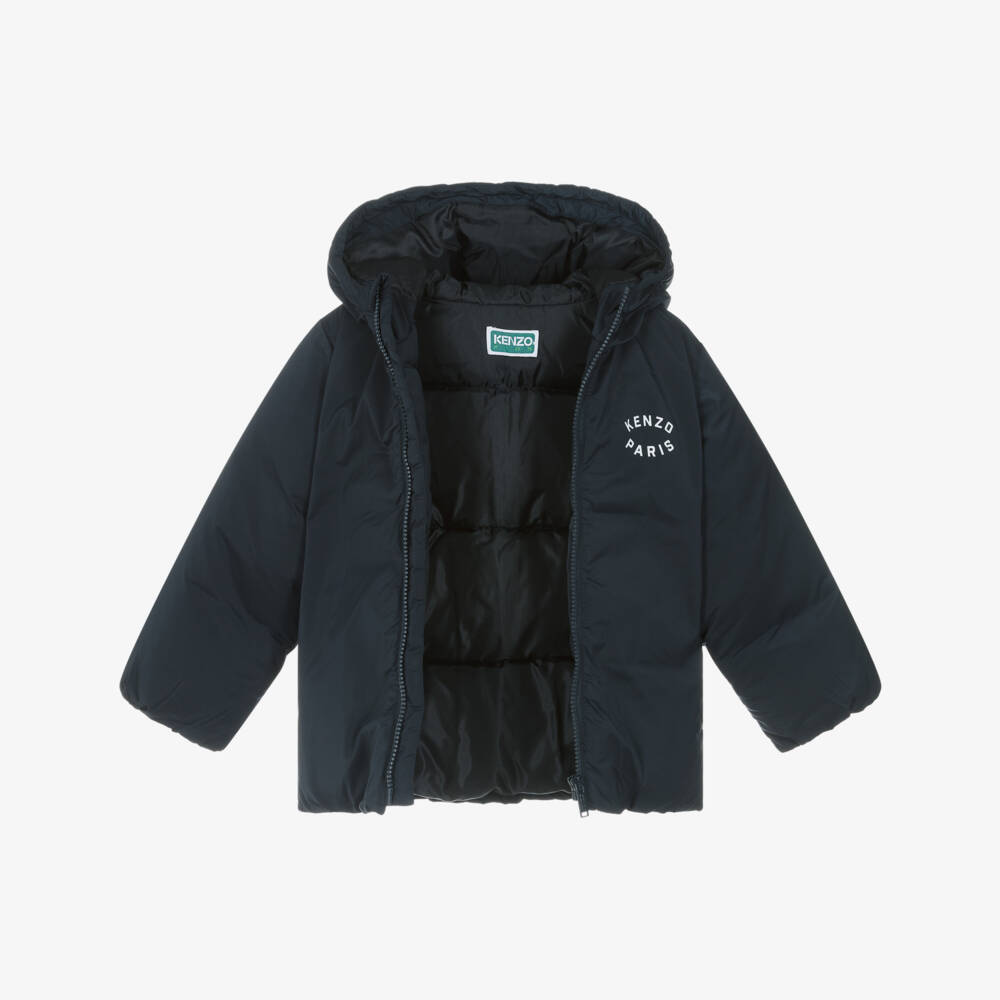 KENZO KIDS-Boys Blue Tiger Quilted Jacket | Childrensalon Outlet