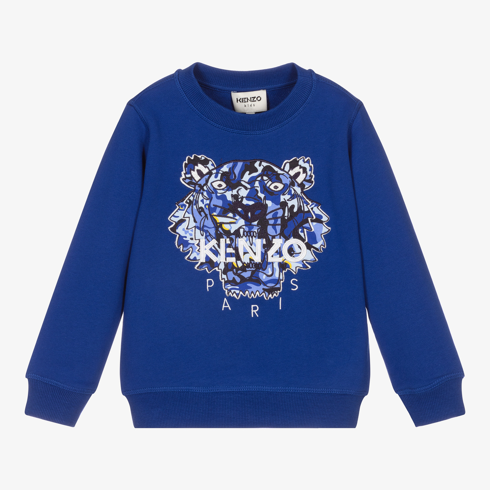 KENZO KIDS - Boys Blue Tiger Sweatshirt | Childrensalon