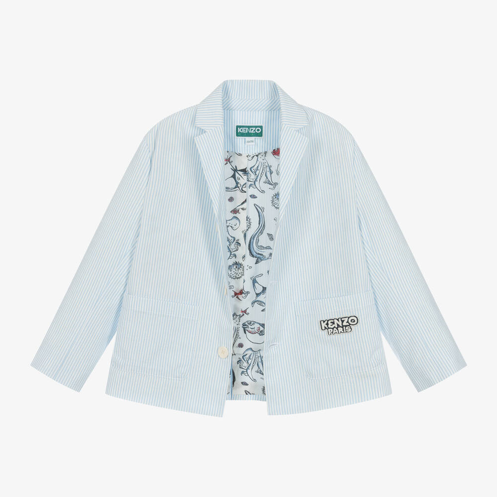 KENZO KIDS-Boys Blue & White Striped Cotton Blazer | Childrensalon Outlet