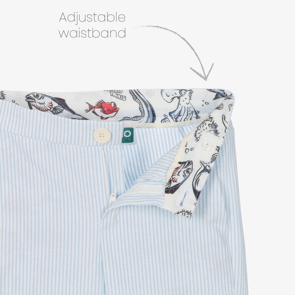 KENZO KIDS-بنطلون قطن مقلم لون أزرق وأبيض للأولاد | Childrensalon Outlet