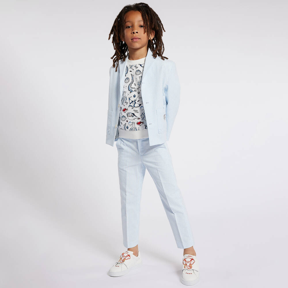 KENZO KIDS - Boys Blue & White Striped Cotton Trousers