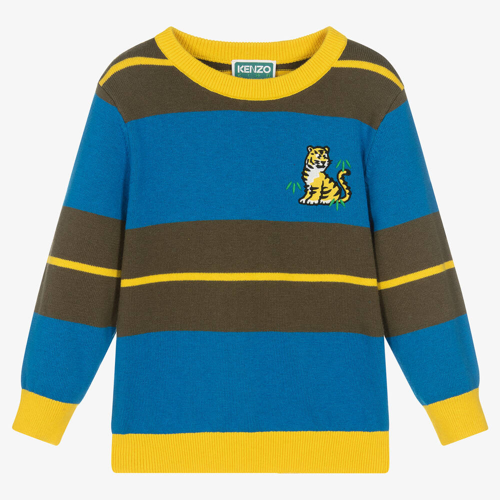 KENZO KIDS - Pull bleu et jaune KOTORA garçon | Childrensalon