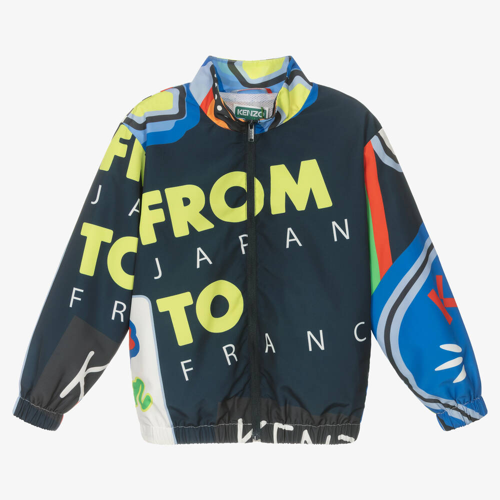 KENZO KIDS - Boys Blue Zip-Up Windbreaker Jacket | Childrensalon