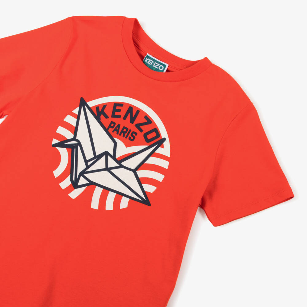 KENZO KIDS-Boys Crimson Wave Pattern Tee | Childrensalon Outlet