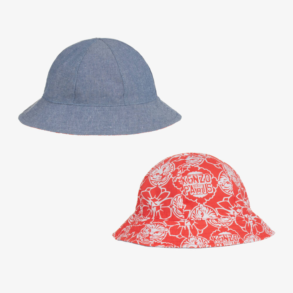 KENZO KIDS-Boys Dual-Tone Cotton Sun Hat | Childrensalon Outlet