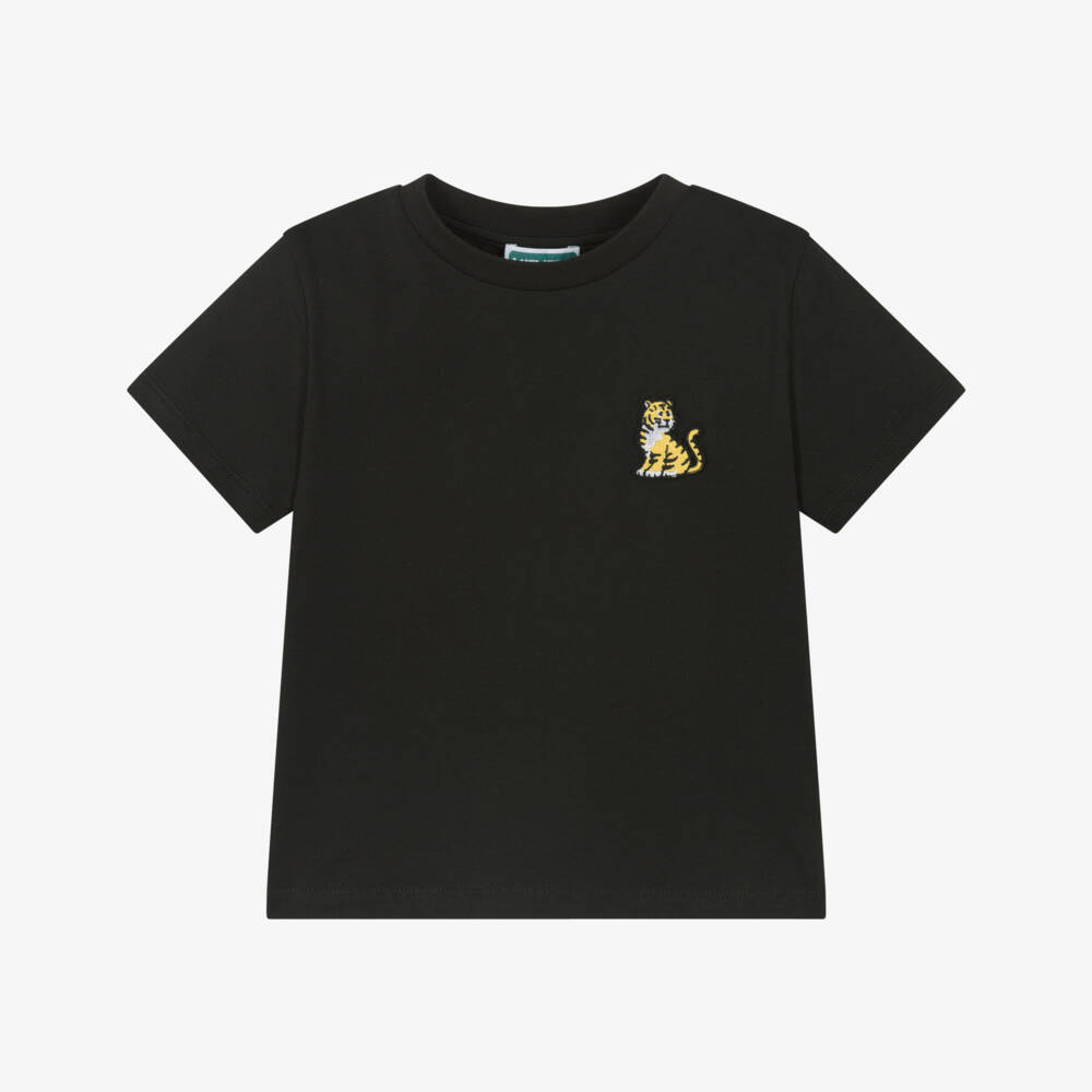 KENZO KIDS-تي شيرت قطن أسود برسومات للأولاد | Childrensalon Outlet