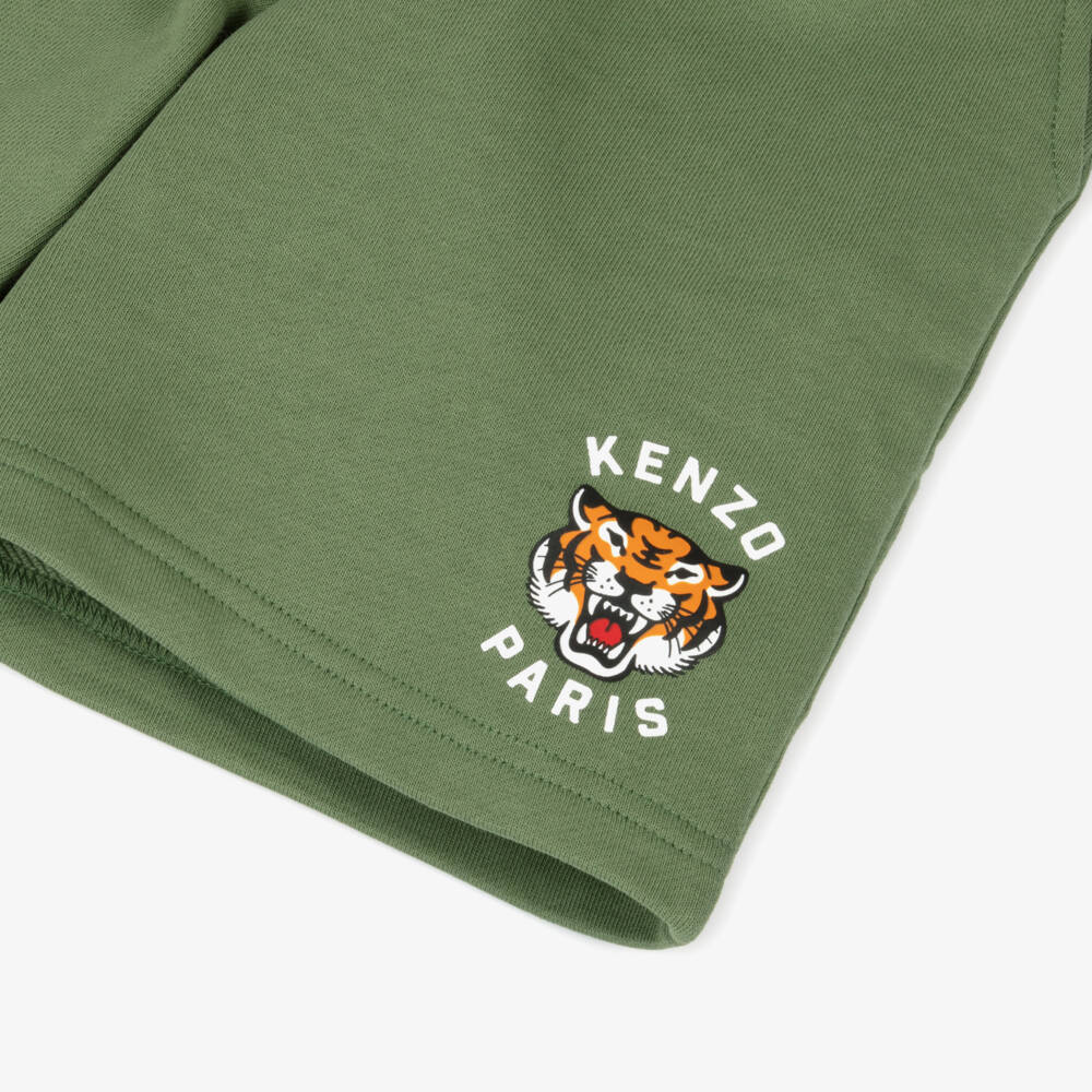 KENZO KIDS-Boys Emerald Tiger Logo Shorts | Childrensalon Outlet