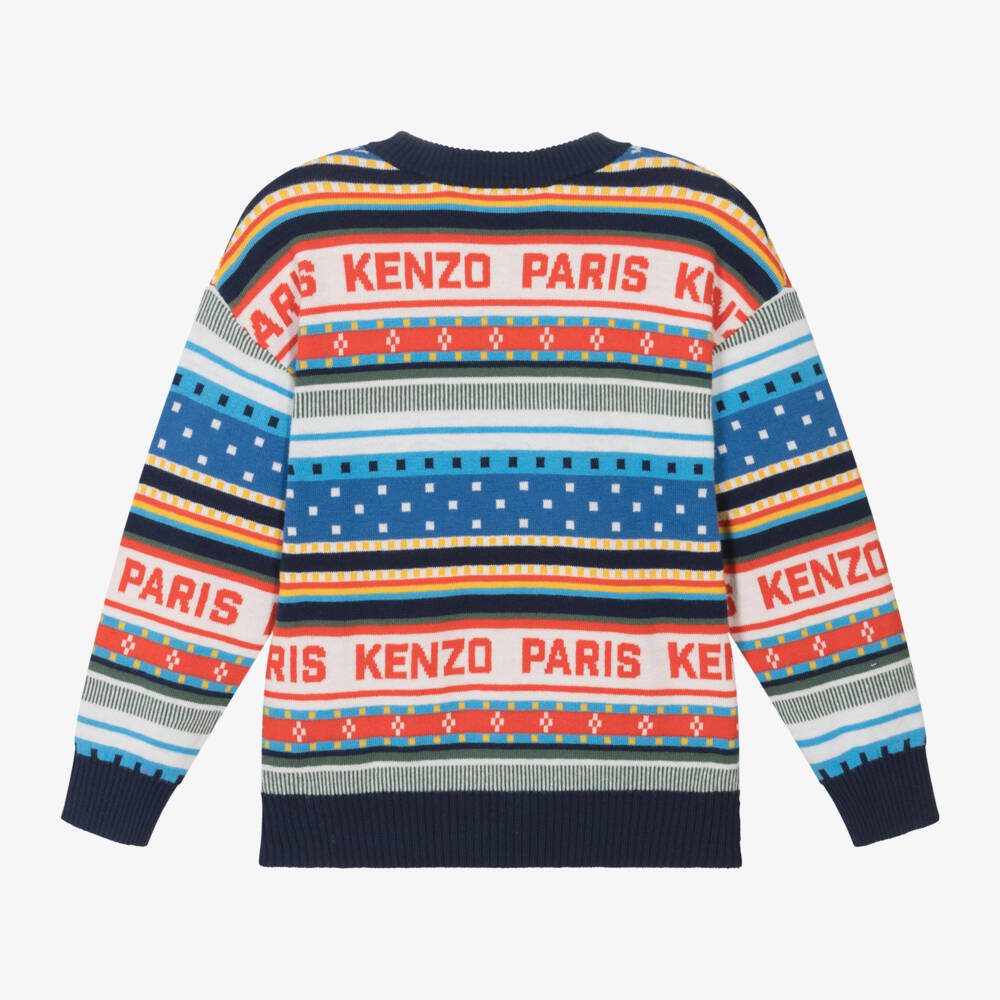 KENZO KIDS-Boys Festive Blue Knit Jumper | Childrensalon Outlet